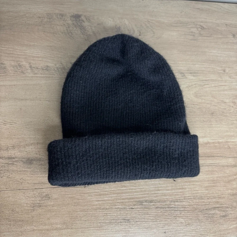 J. Crew Ribbed Beanie in Supersoft Yarn Black Hat Alpaca Wool